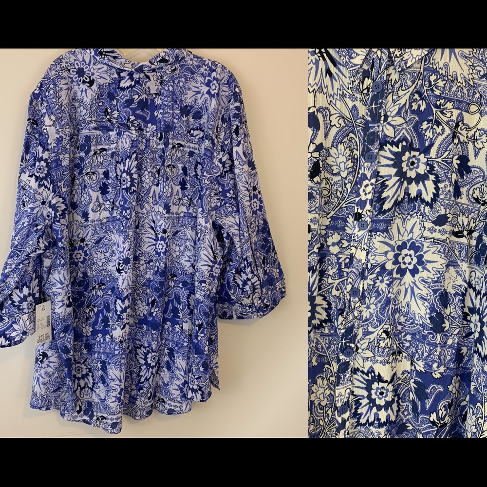 NWT Catherines 100% Cotton Button Down Blouse